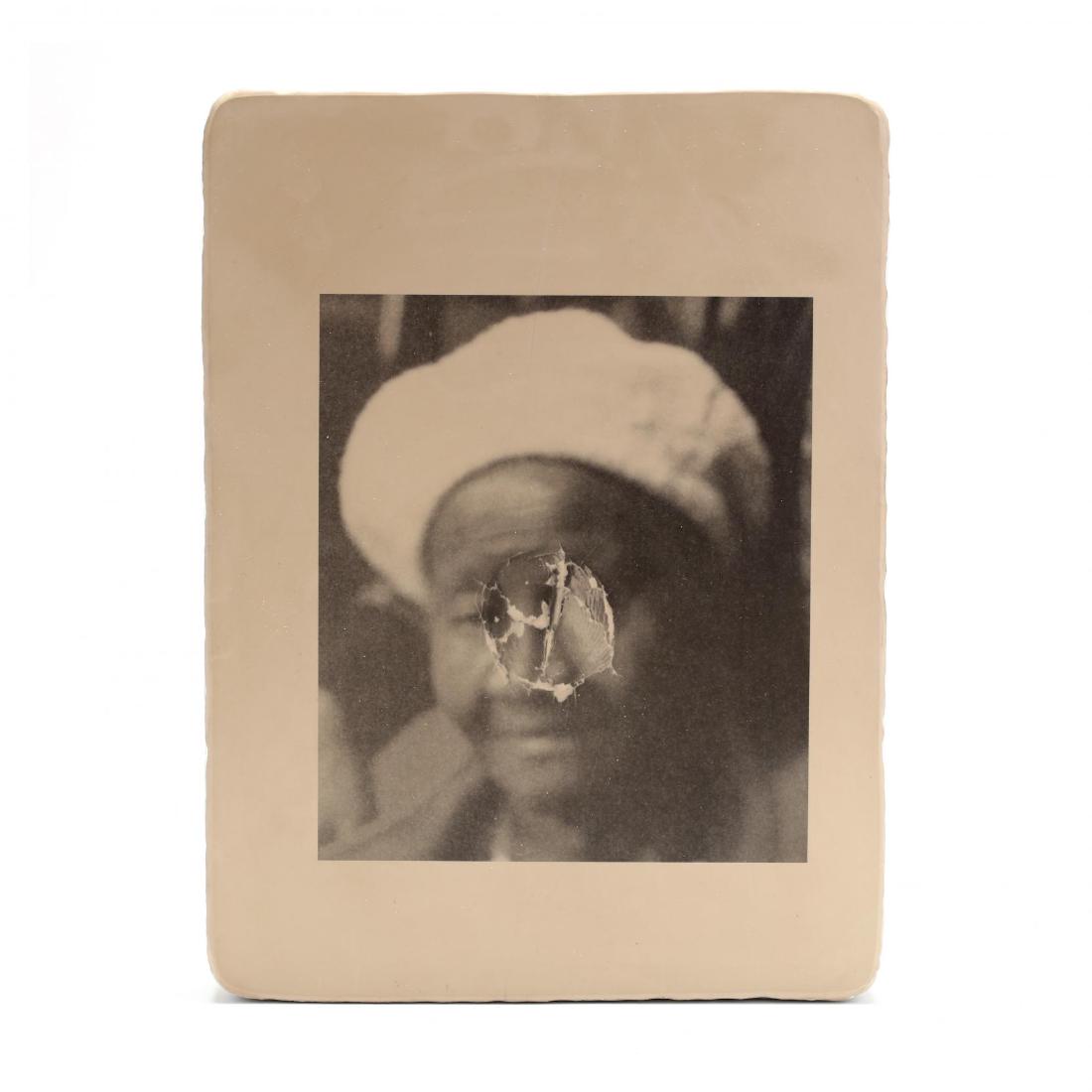 William Pope.L (American, b. 1955), Intimacy Project: photographic image on lithographic limestone, with a unique image on the reverse from the stone's previous use in a ceramics factory, 2011, ink signed, dated, and marked as bon Ã tirer (BAT) to ver