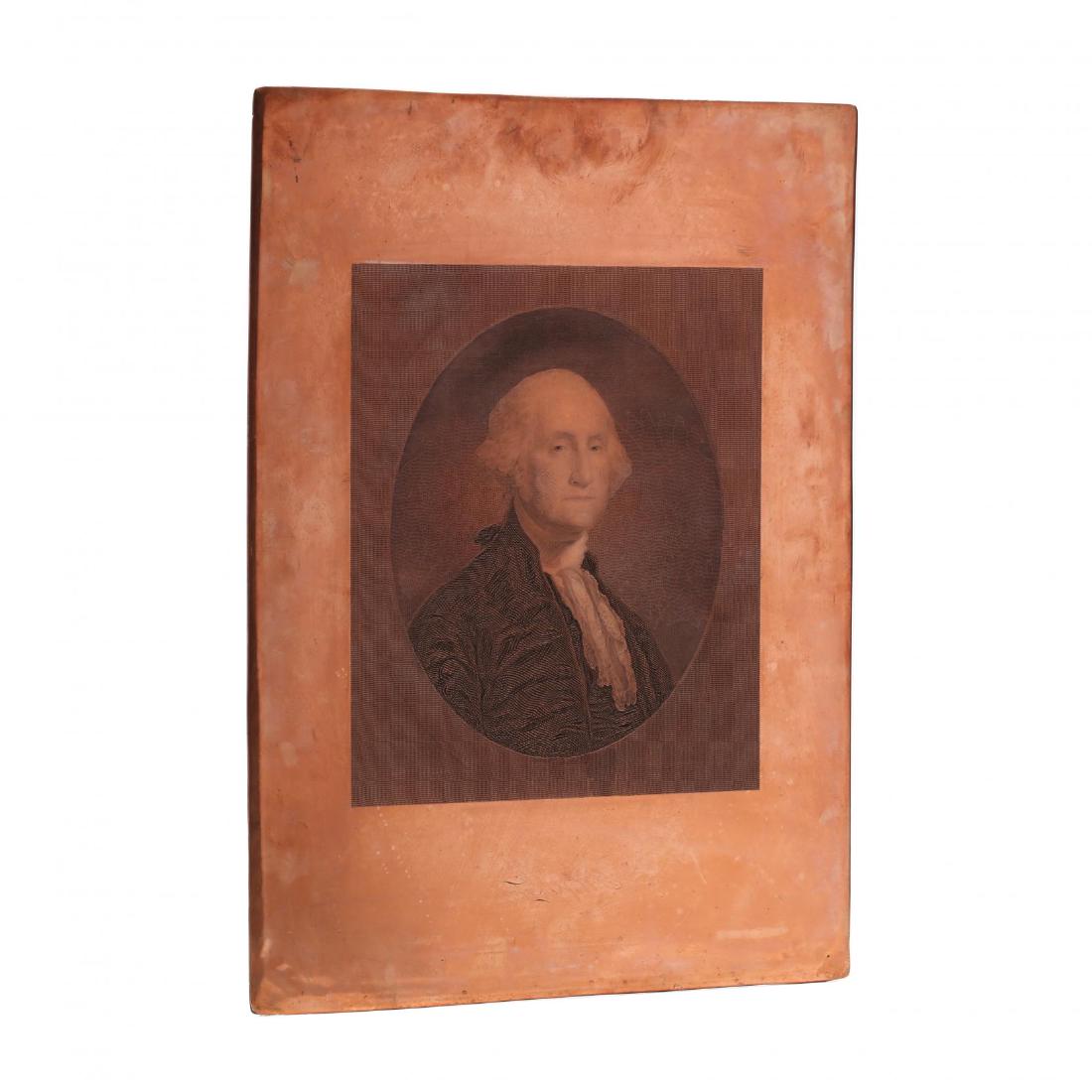 Copper Printing Plate for "Marshall's Household: (New York: William E. Marshall, 1862), the work's explanatory caption, "Engraved by William E. Marshall From the Original Portrait in the Boston Athenaeum Painted by Gilbert Stuart," is centered above