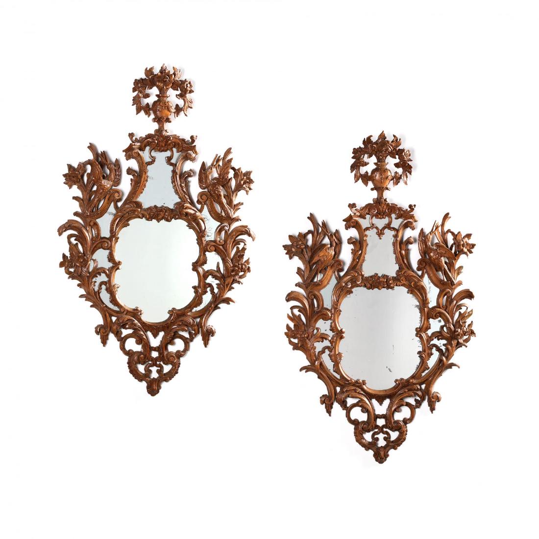 Pair of Italian Rococo Style Carved Wood Mirrors (1 of 8)