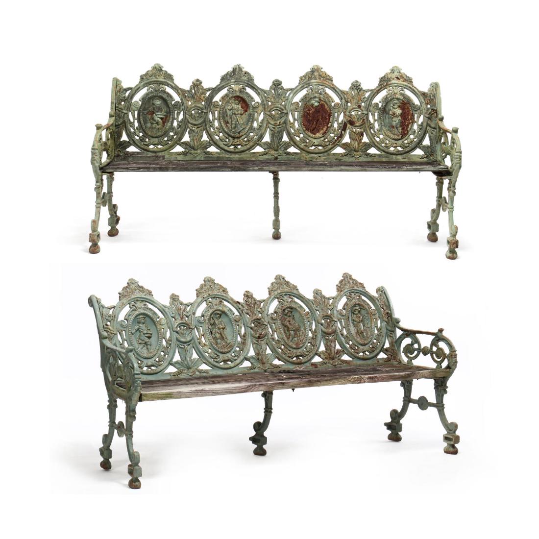 Pair of Renaissance Revival Cast Iron Garden Benches (1 of 10)