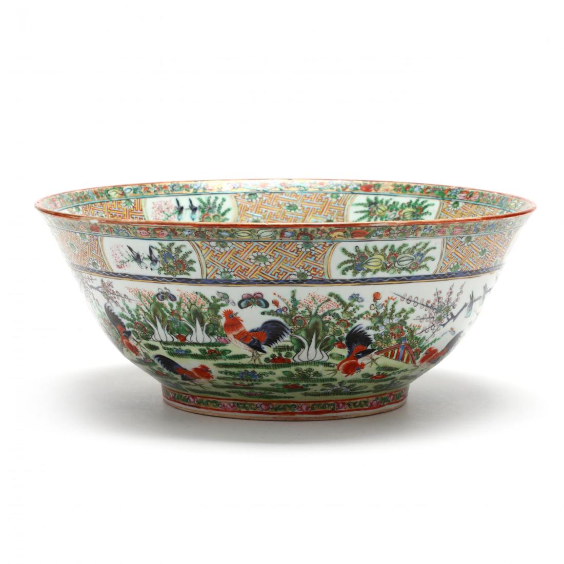 A Rare Large Chinese Export Porcelain Punch Bowl with (1 of 8)