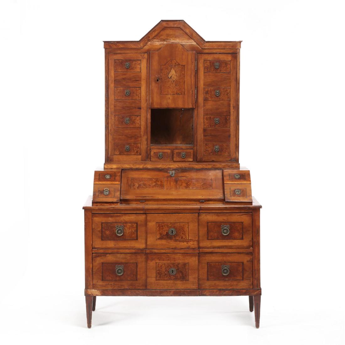 Antique Italian Inlaid Secretaire Bookcase (1 of 9)