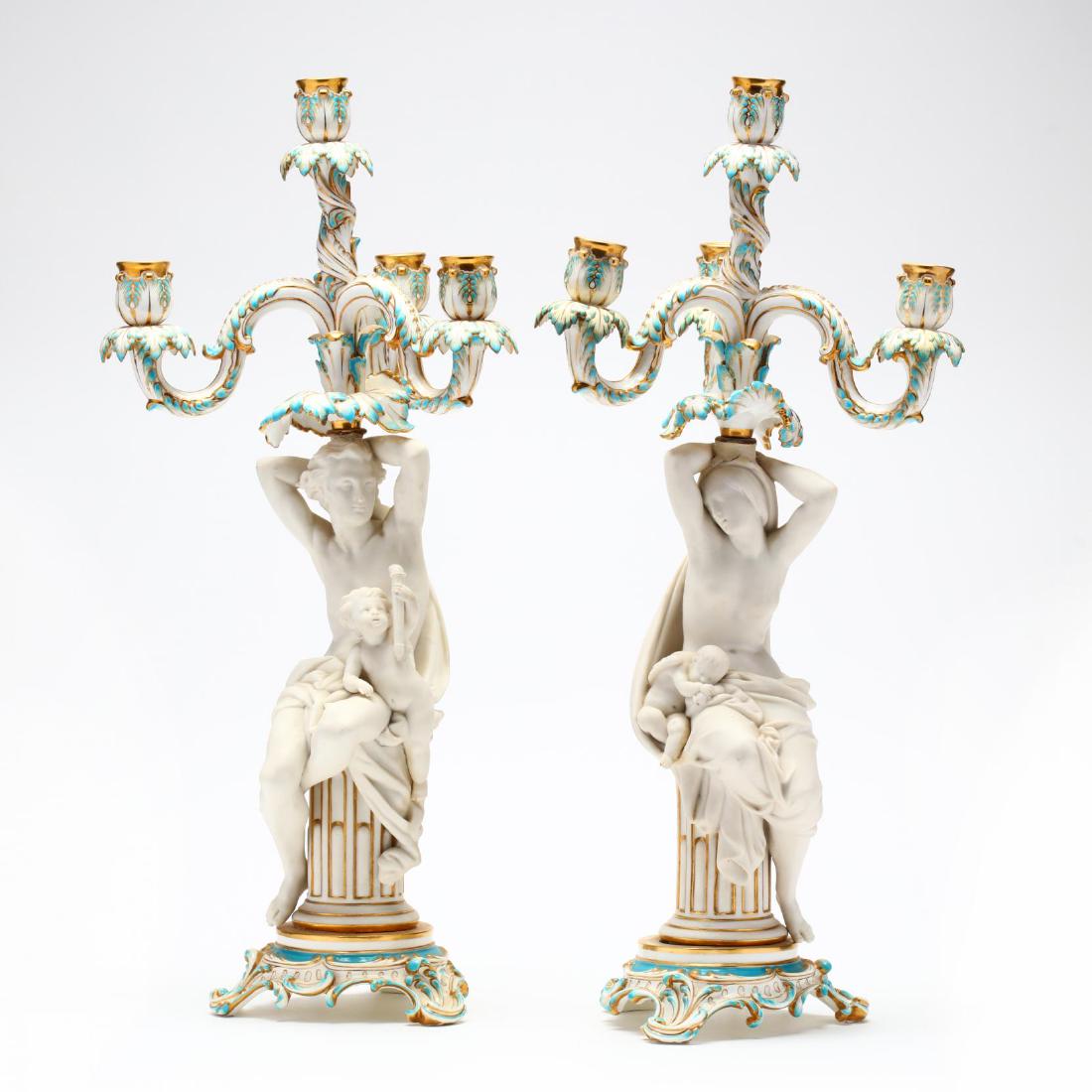 A Pair of Continental Porcelain Candelabra (1 of 6)