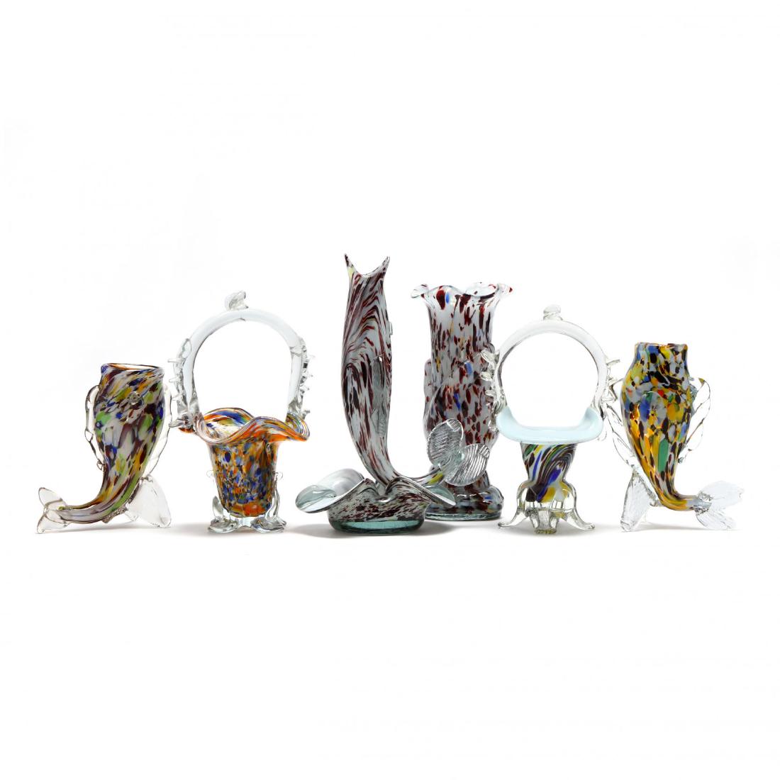 Six Czech Art Deco Figural Glass Vases (1 of 5)