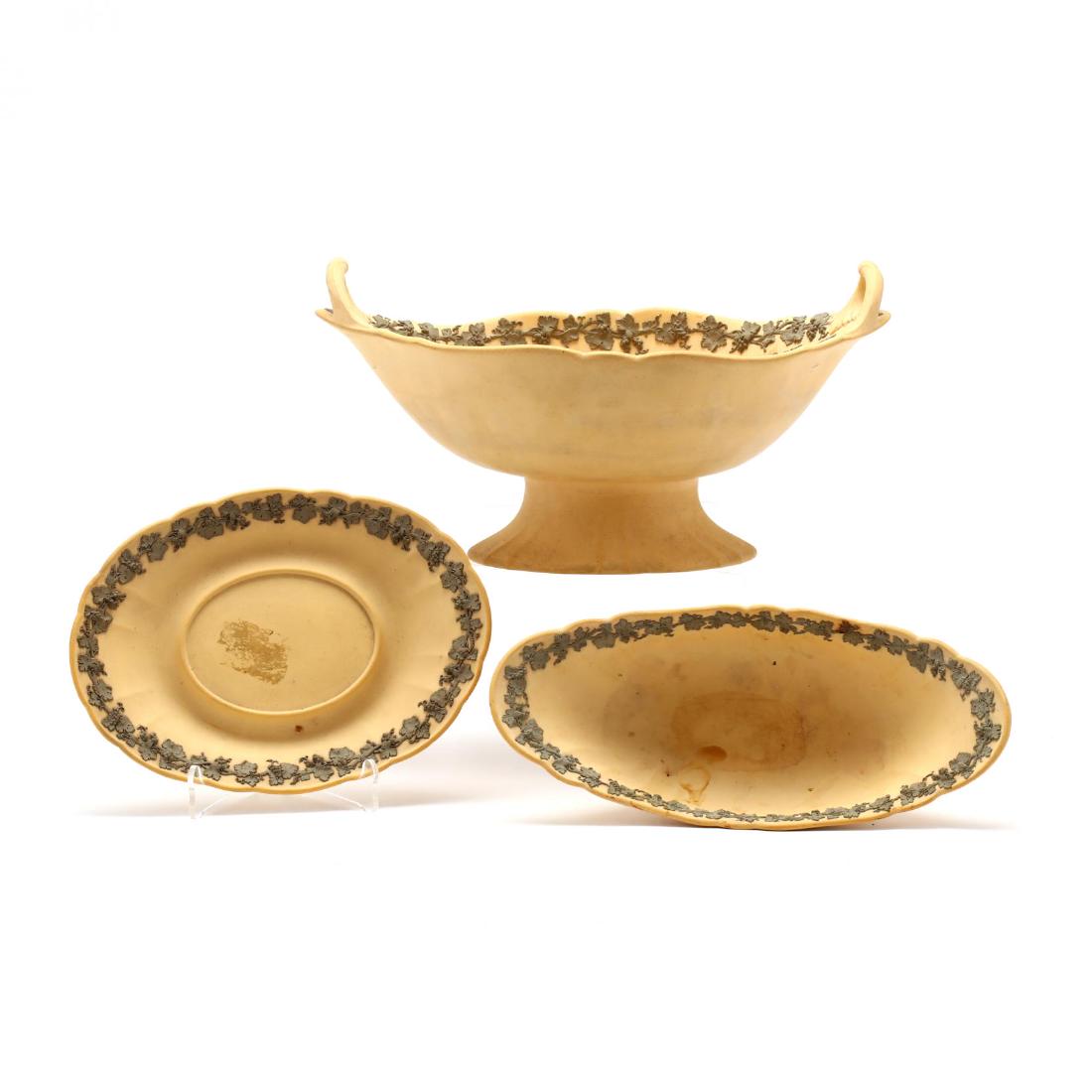 Three Antique Wedgwood Yellow Jasperware Table Articles (1 of 5)