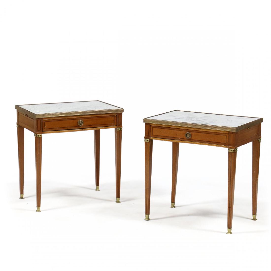 Pair of Directoire Style Marble Top Inlaid Stands (1 of 4)
