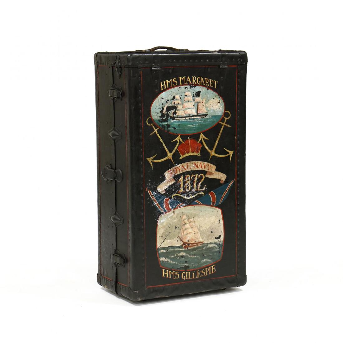 Antique Steamer Trunk With Later Paint Decoration (1 of 2)