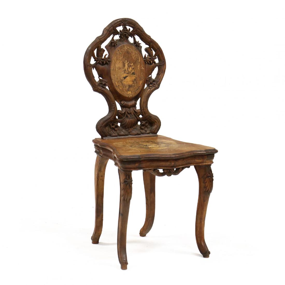 Black Forest Carved and Inlaid Chair (1 of 4)