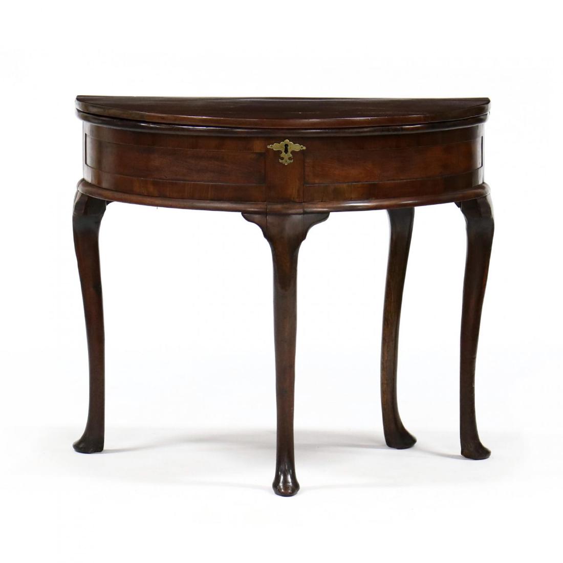 George II Mahogany Demilune Game Table (1 of 5)