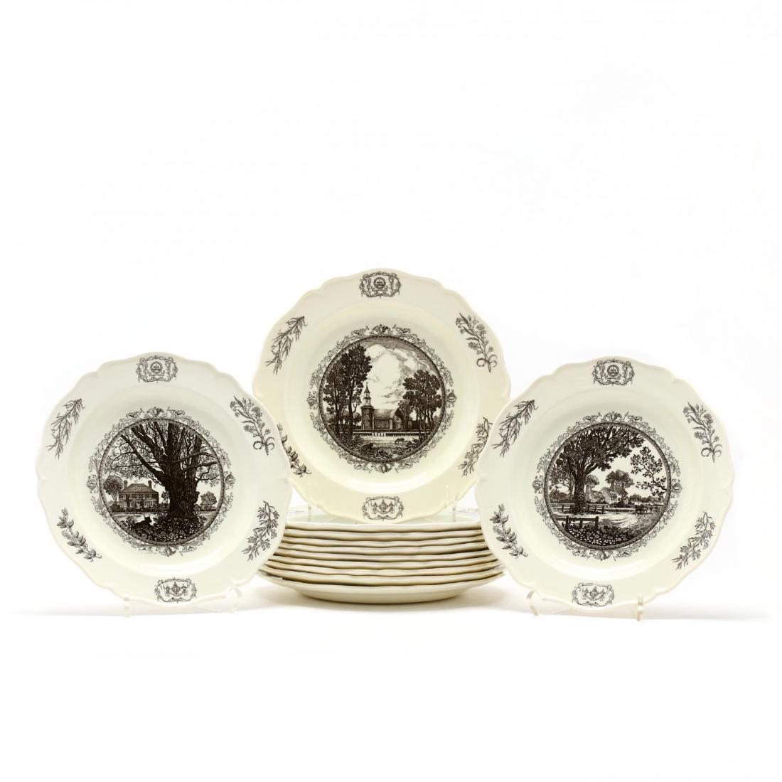 Wedgwood, Set of Twelve "Williamsburg Virginia" Plates (1 of 10)