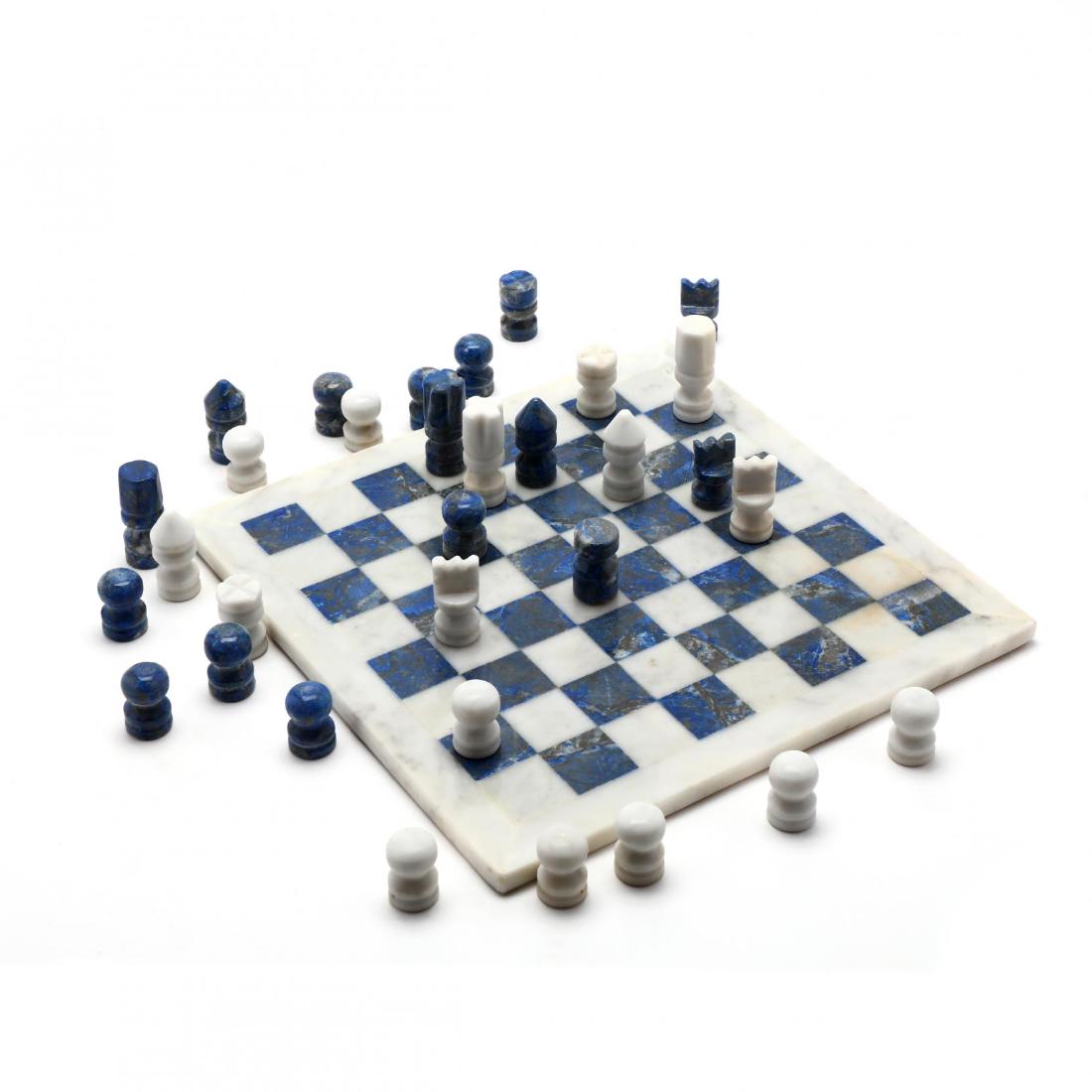 Lapis Lazuli and White Marble Chess Set, Morita Gil (1 of 5)