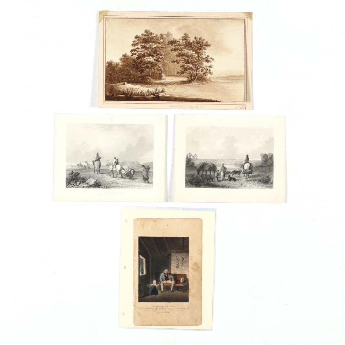Group of Four Antique Works on Paper (1 of 5)