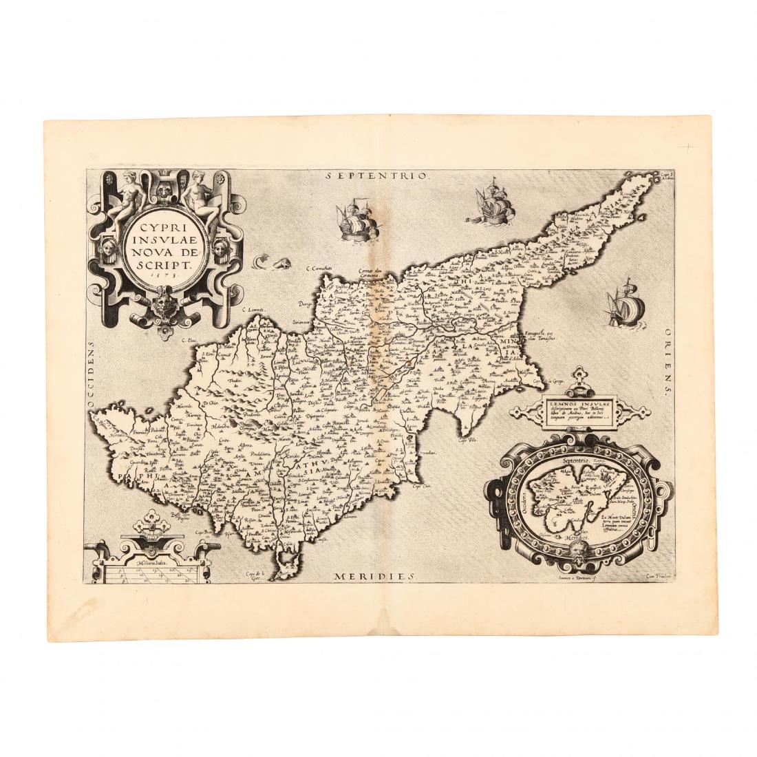 Ortelius, Abraham.  Cypri Insulae Nova Descipt. (1 of 3)