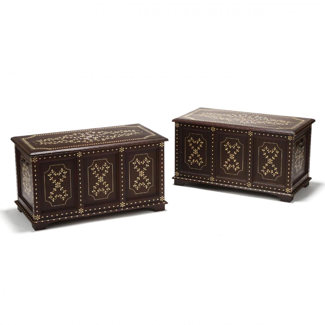 Pair of Anglo Indian Inlaid Diminutive Blanket Chests (1 of 4)