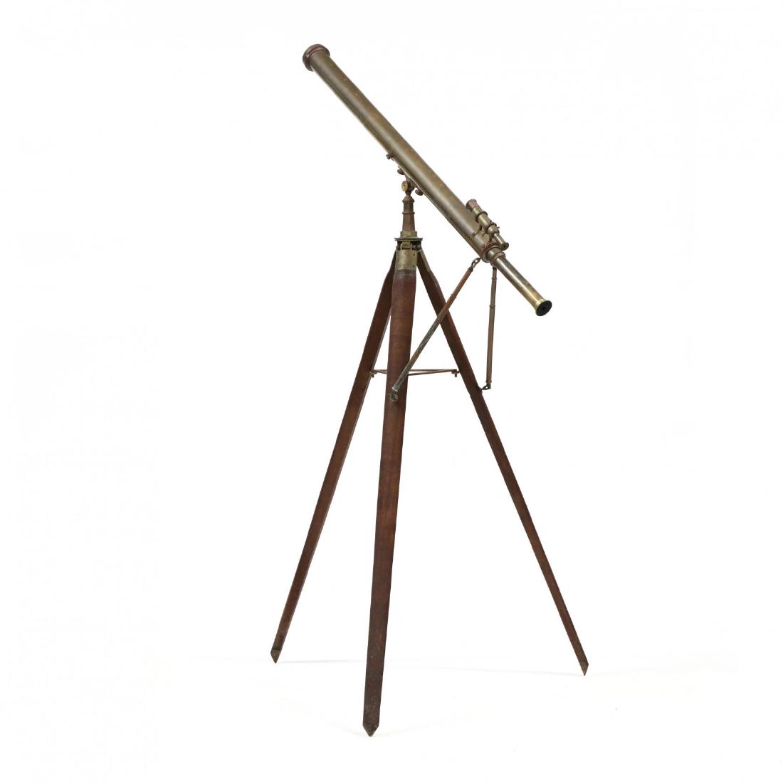 Large Brass Telescope Mounted on Walnut Tripod (1 of 3)