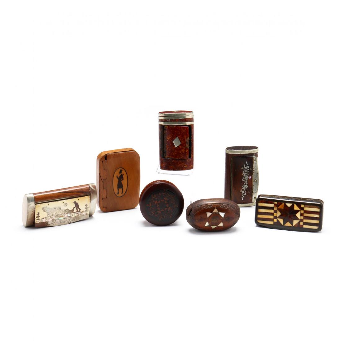 Seven Antique Snuff Boxes with Inlay (1 of 4)