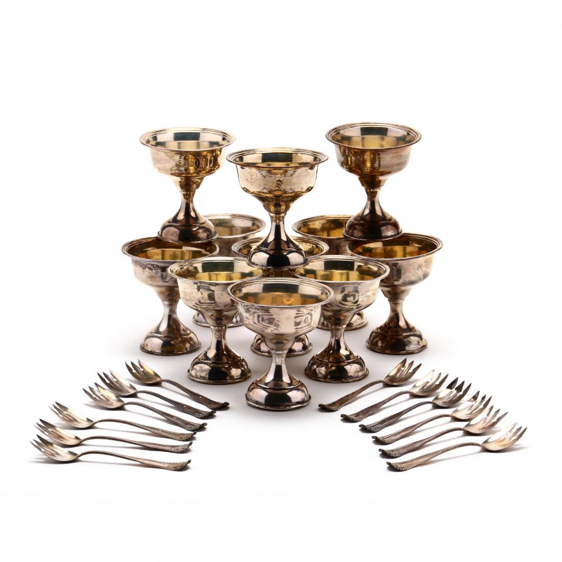 An Assembled Sterling Silver Ice Cream Set (1 of 6)