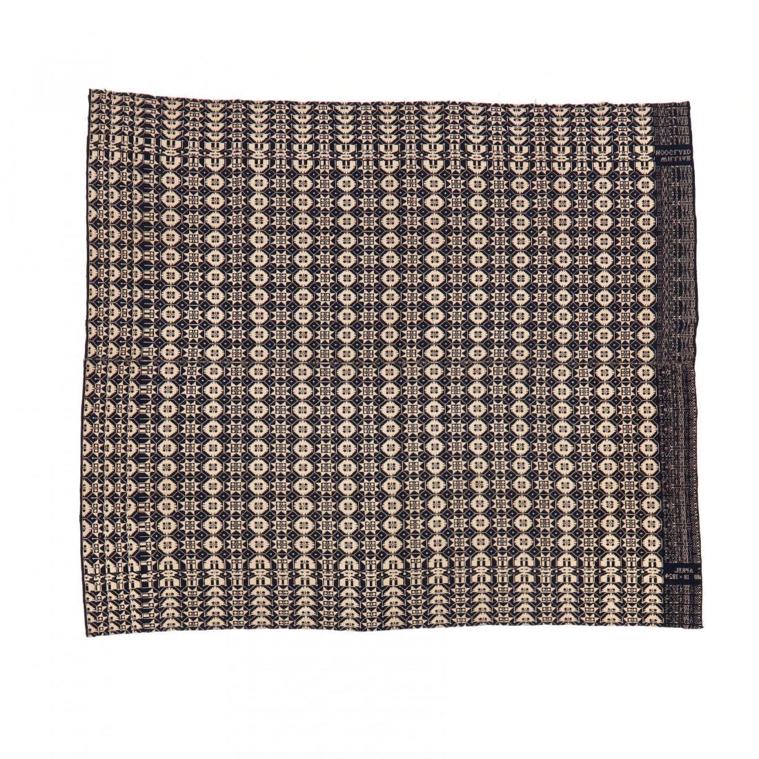 Antique Blue and White Coverlet, signed (1 of 4)