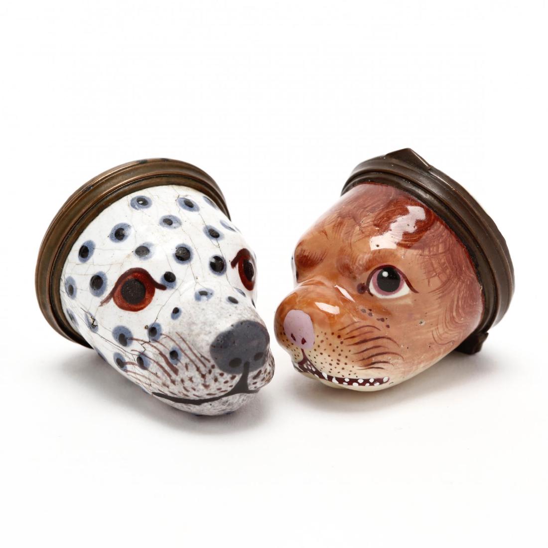 Two Bilston Copper and 'Enamel Figural Snuff Boxes (1 of 5)