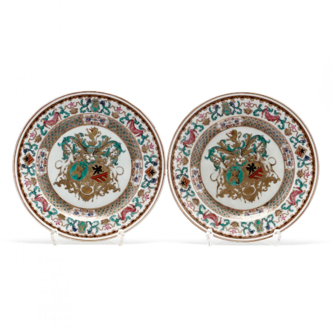 A Pair of Armorial Porcelain Plates, att. Samson (1 of 4)