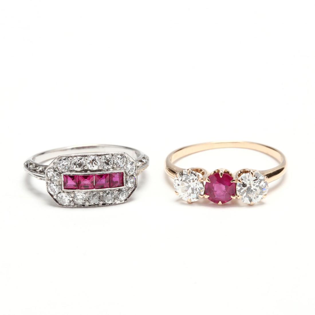 Two Antique Ruby and Diamond Rings (1 of 5)