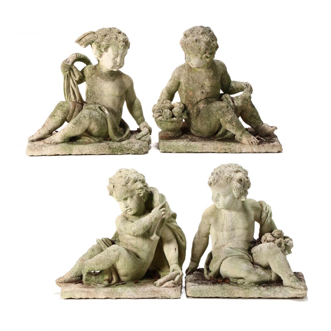 Set of Four Seasons Cast Stone Garden Statues (1 of 10)
