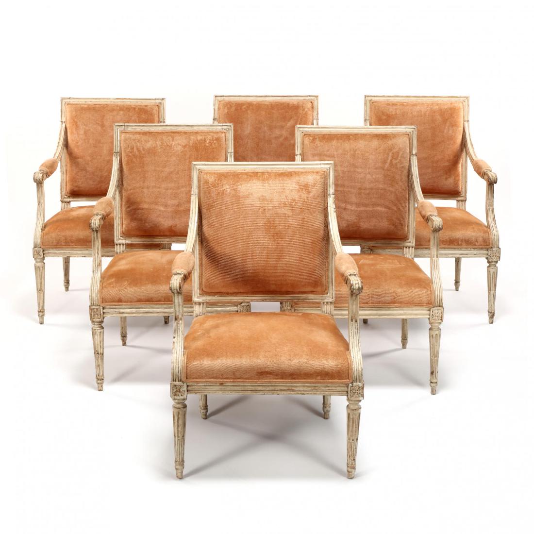 Set of Six Louis XVI Painted Fauteuils, P. Forget (1 of 4)