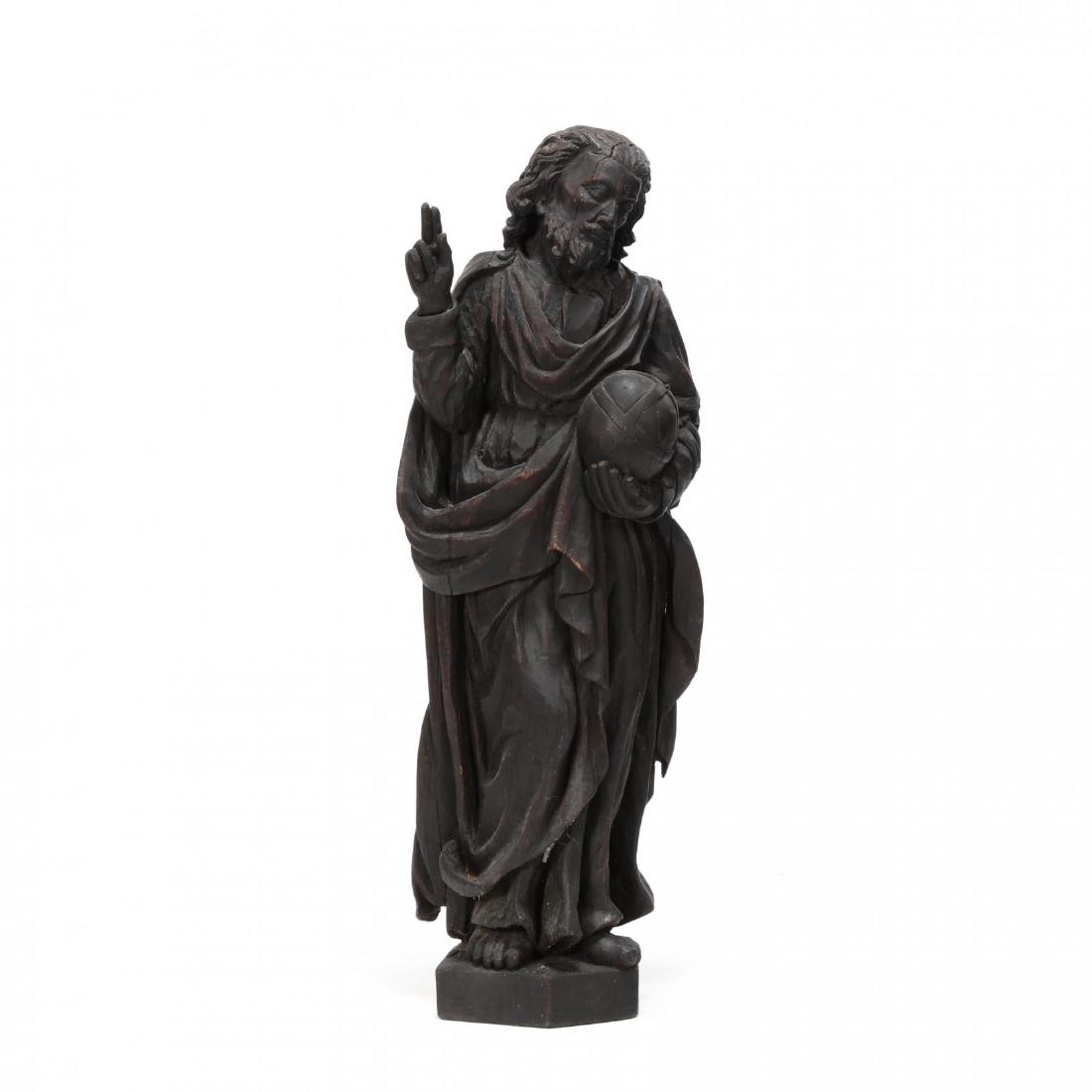 An Antique Hardwood Figure of Christ as Salvatore Mundi (1 of 5)