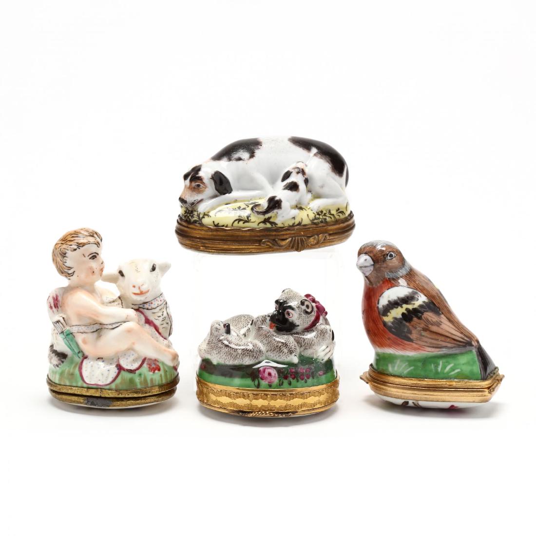 Four Porcelain and Metal Mounted Snuff Boxes (1 of 5)