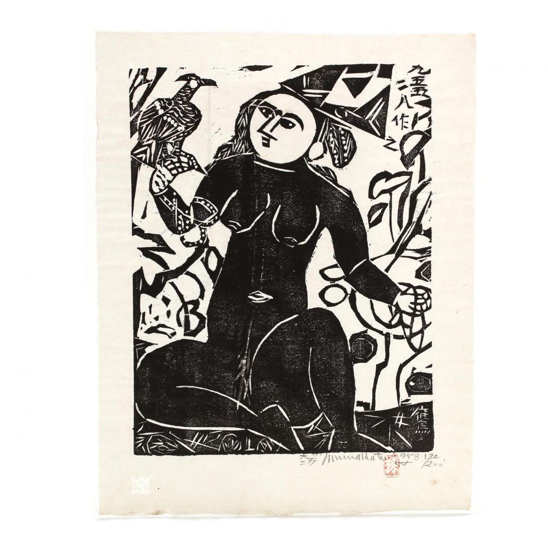 Shiko Munakata (Japanese, 1903-1975)  Hawk Woman (1 of 4)
