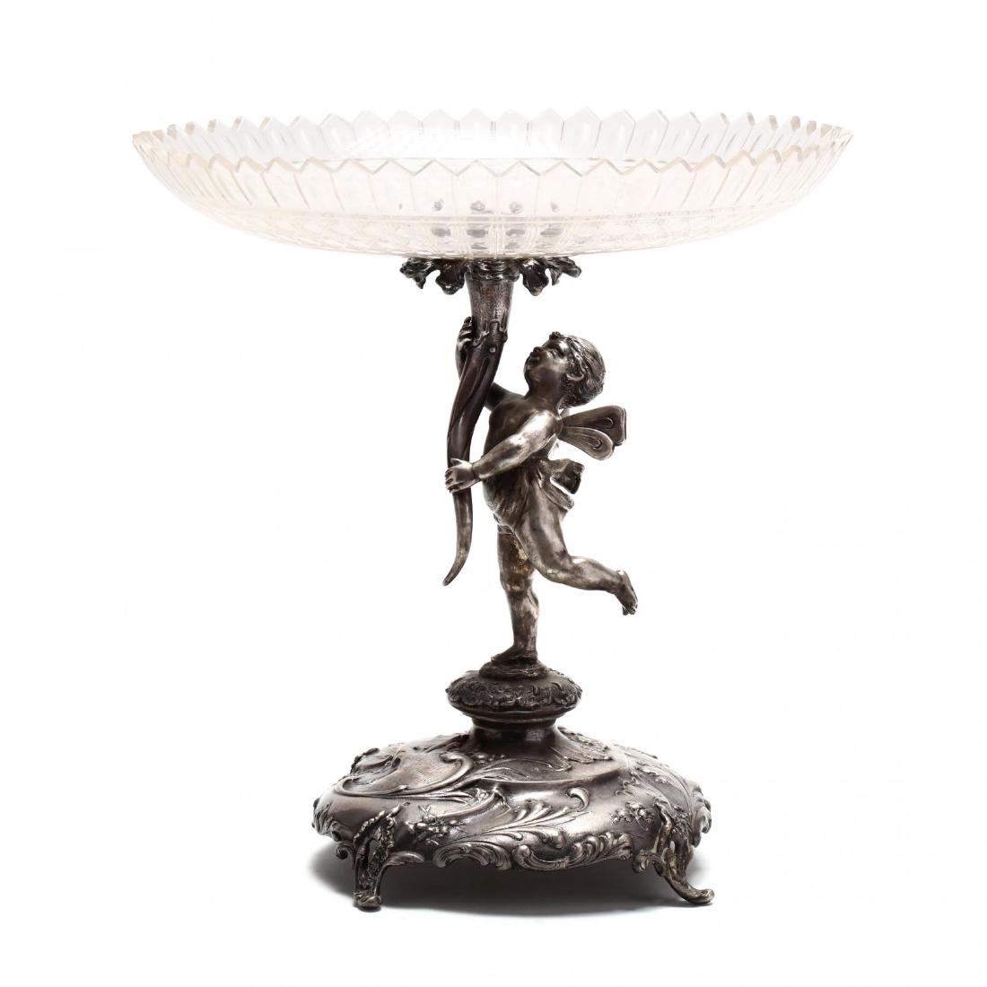 An Antique Austrian Figural Silver & Cut Glass Tazza (1 of 4)