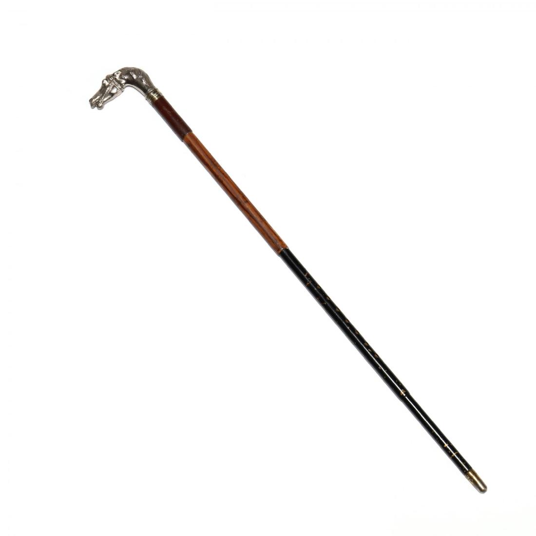 An Adjustable Cane with Silver Horse Head (1 of 5)