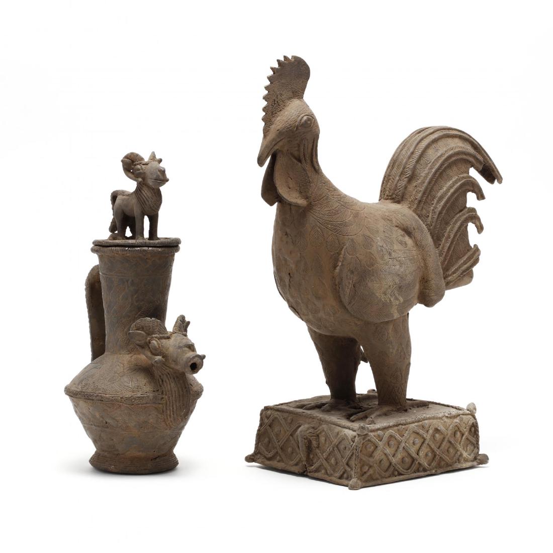 African Bronze Rooster and Figural Ewer (1 of 7)