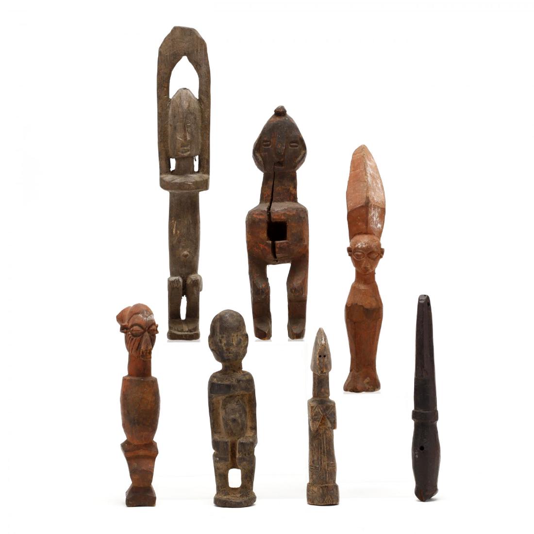 Seven Carved Wood Mini Dogon Statues (1 of 9)