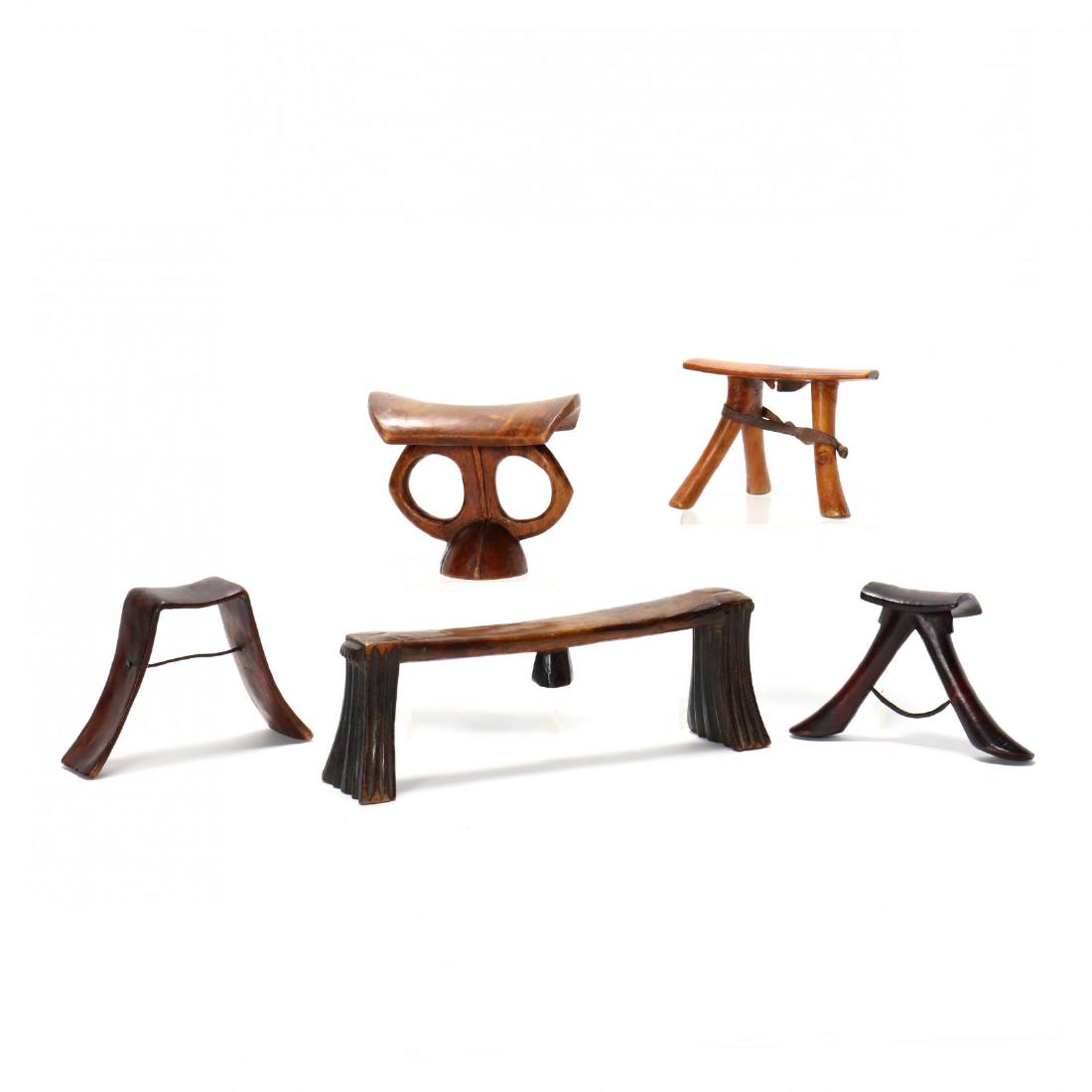 Five African Zulu Carved Hardwood Headrests/Pillows (1 of 6)