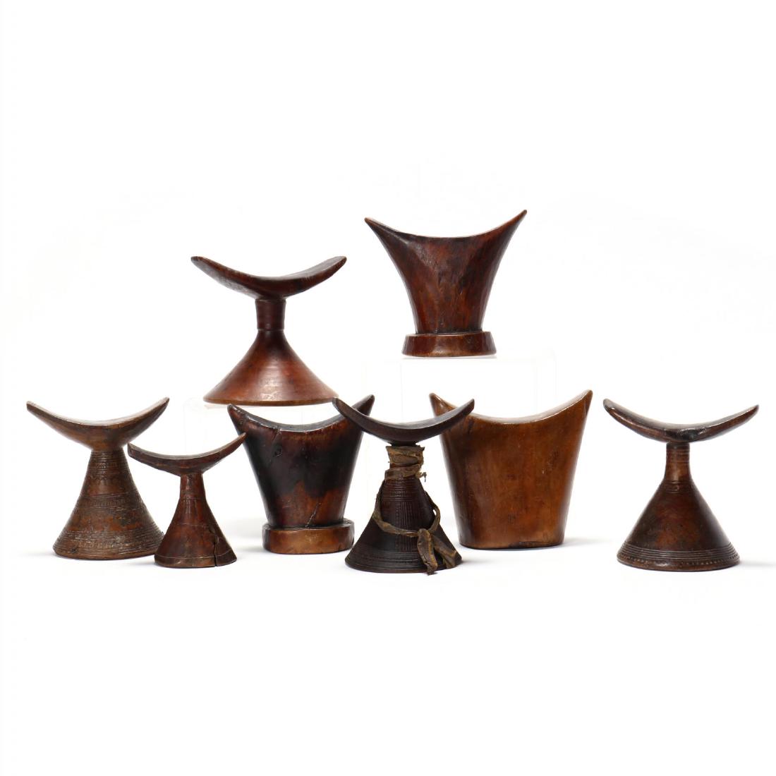 Eight African Carved Wood Headrests/Pillows (1 of 6)
