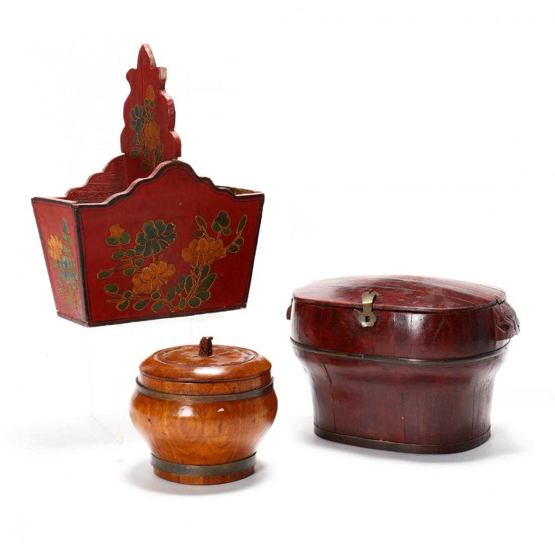Three Asian Wooden Storage Vessels (1 of 3)