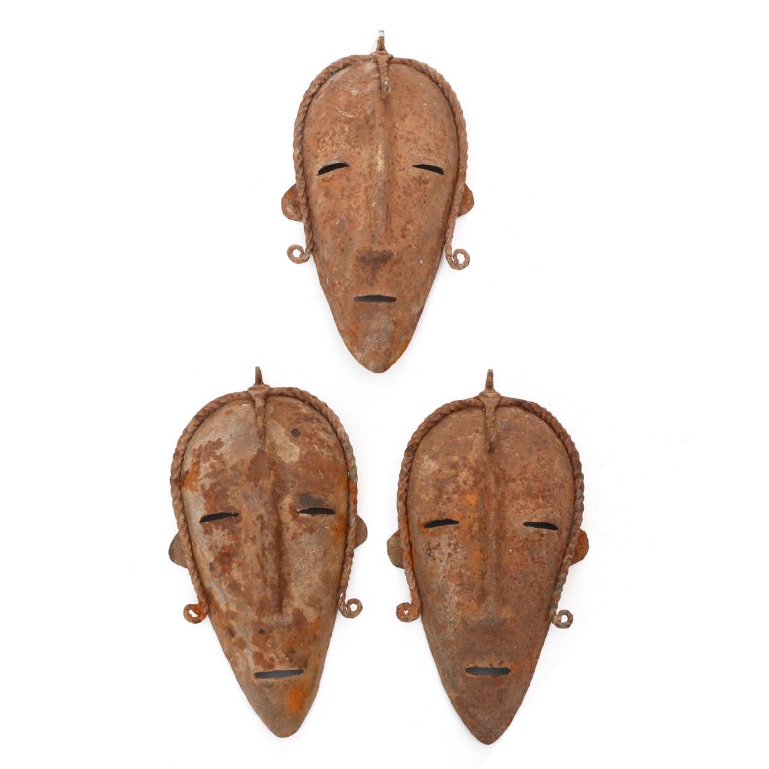 Three Bambara Forged Iron Face Masks, Mali (1 of 2)