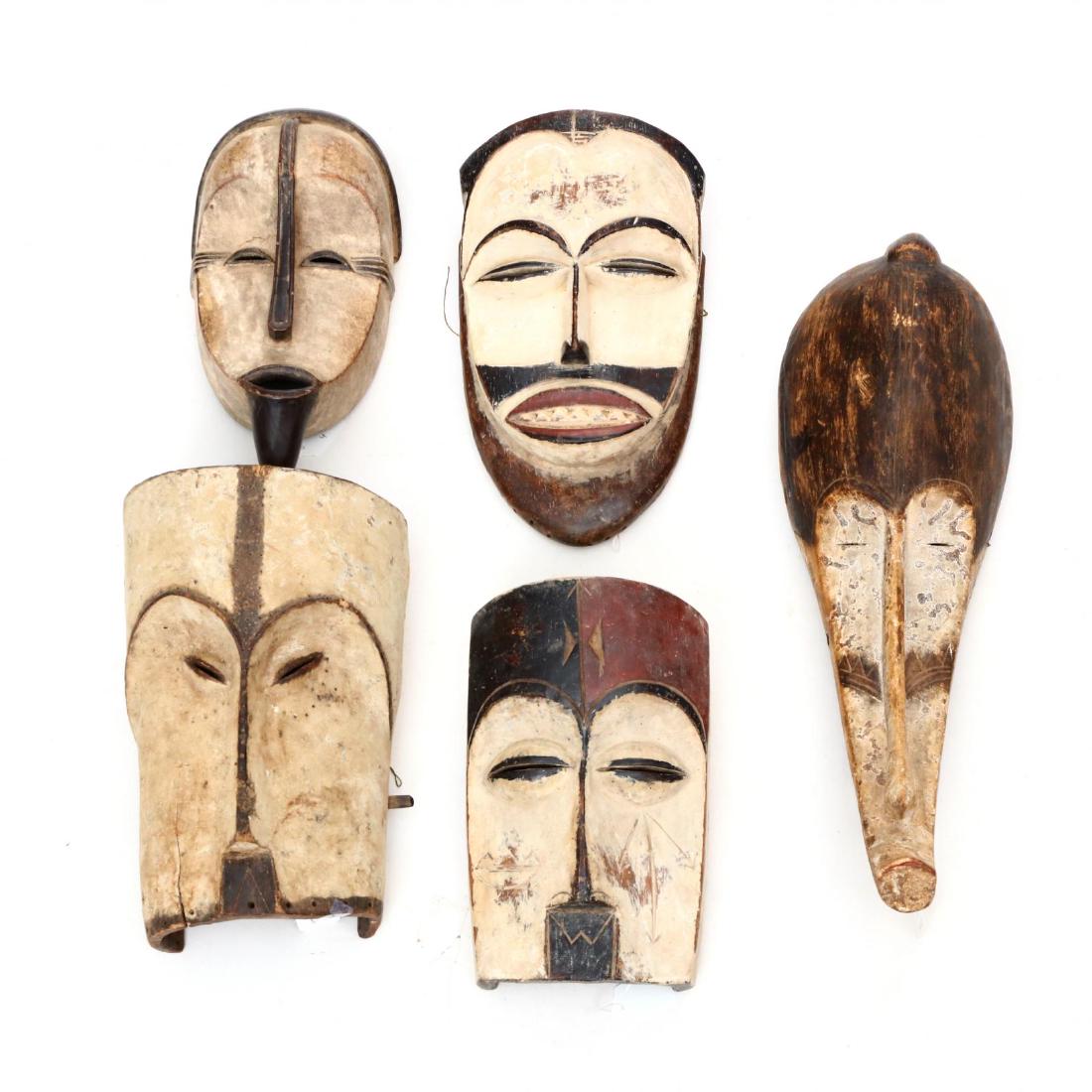 Five African Carved and Painted Tribal Masks (1 of 6)