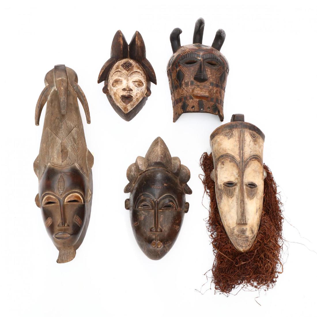 A Group of Five African Tribal Face Masks (1 of 7)