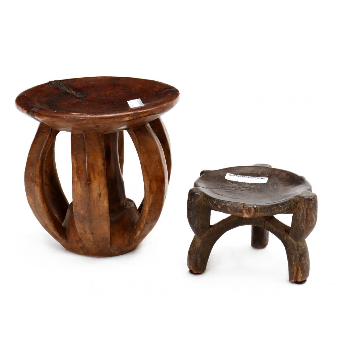 Two Carved African Tribal Stools (1 of 5)