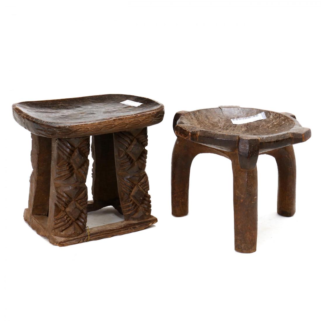 Hehe and Geometric Dogon Carved Wood Stools (1 of 5)