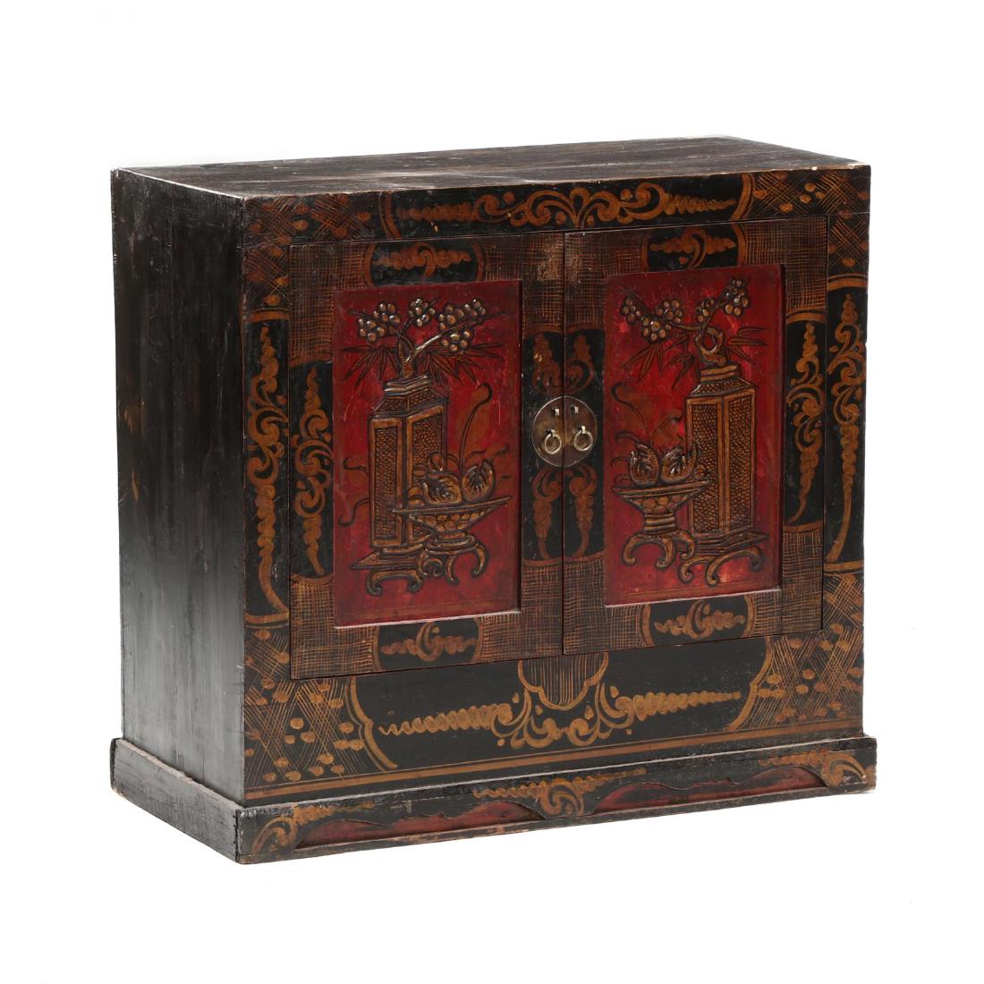 Chinese Paint Decorated Two Door Chest (1 of 4)