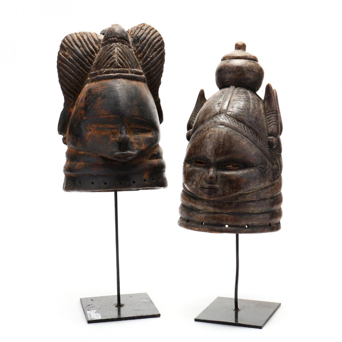 Two African Mende Carved Wood Helmet Masks (1 of 5)