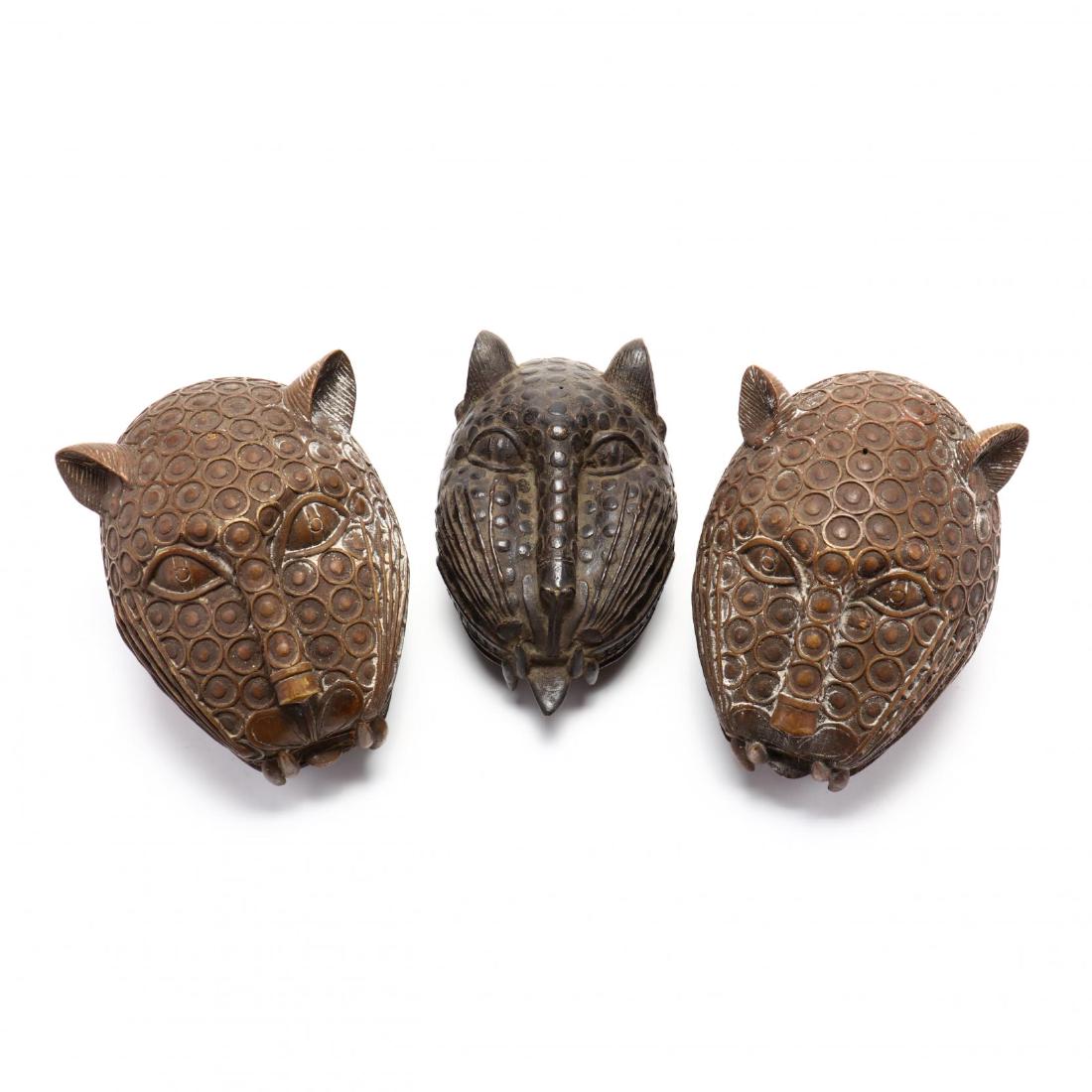 Three Benin Bronze Leopard Heads (1 of 4)