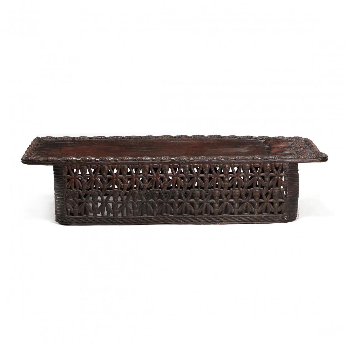 Ornate African Carved Bamileke Bed (1 of 4)