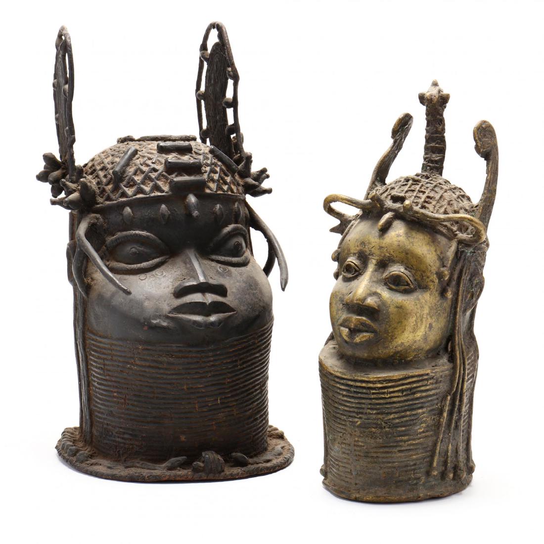 Two Benin Bronze "Queen Mother" Portrait Busts (1 of 5)