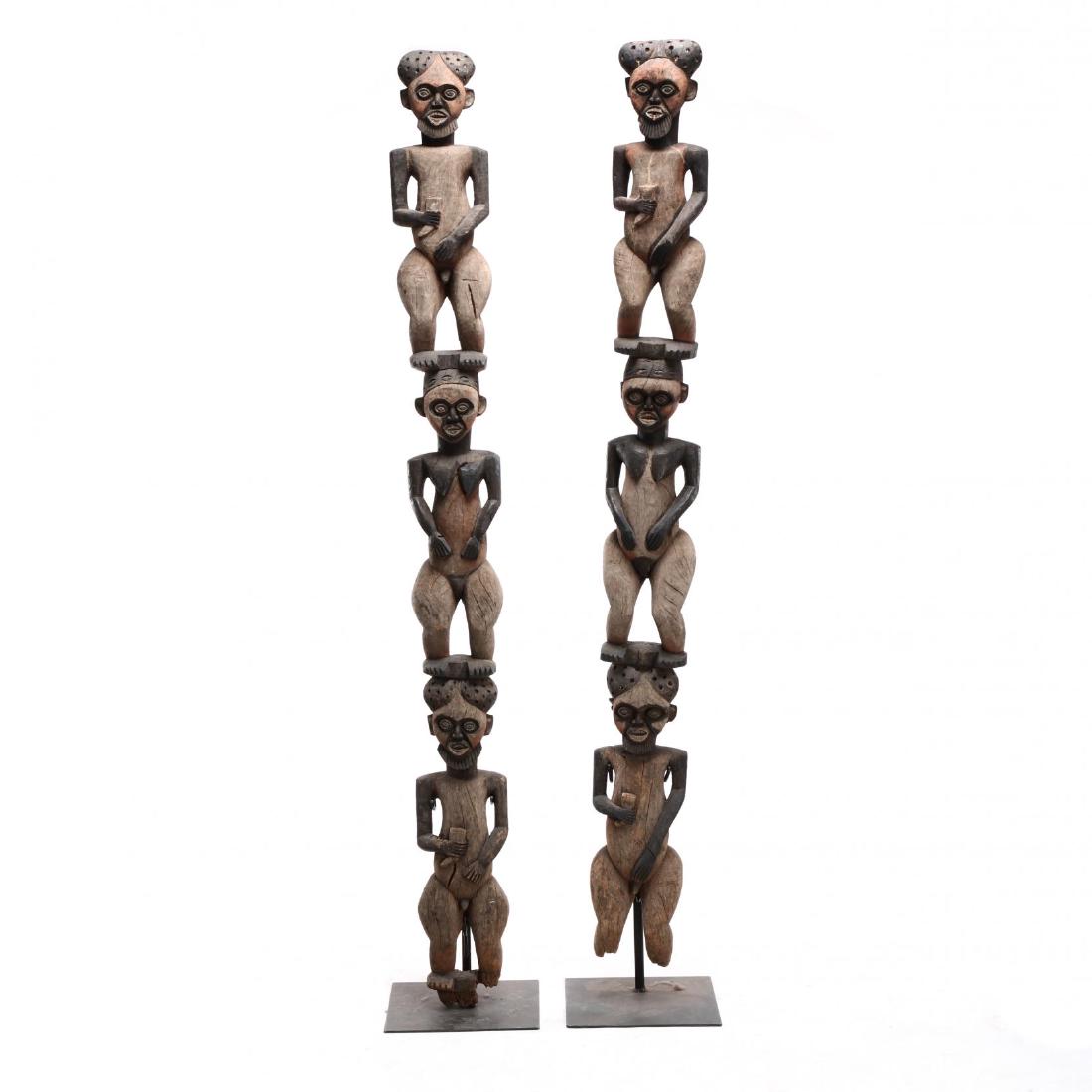 Pair of African Carved Figural House Posts (1 of 3)