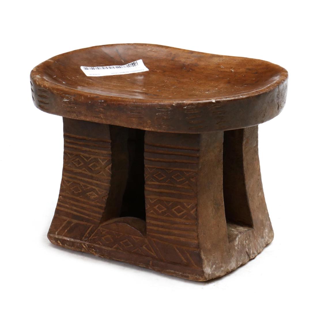 Geometric Dogon Carved Wood Stool (1 of 4)