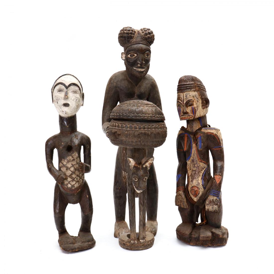 Three African Carved Wood Tribal Figures (1 of 6)